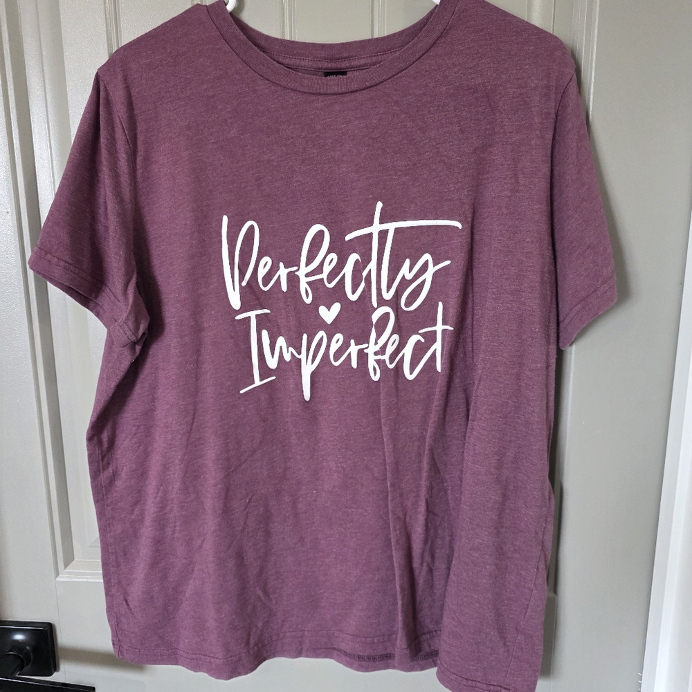 Shein 1XL Womans Purple Imperfect Shirt Short Sleeve Casual